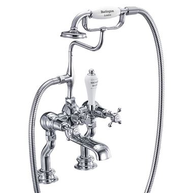 Burlington Claremont Tall Angled Deck Mounted Bath Shower Mixer with S Adjuster
